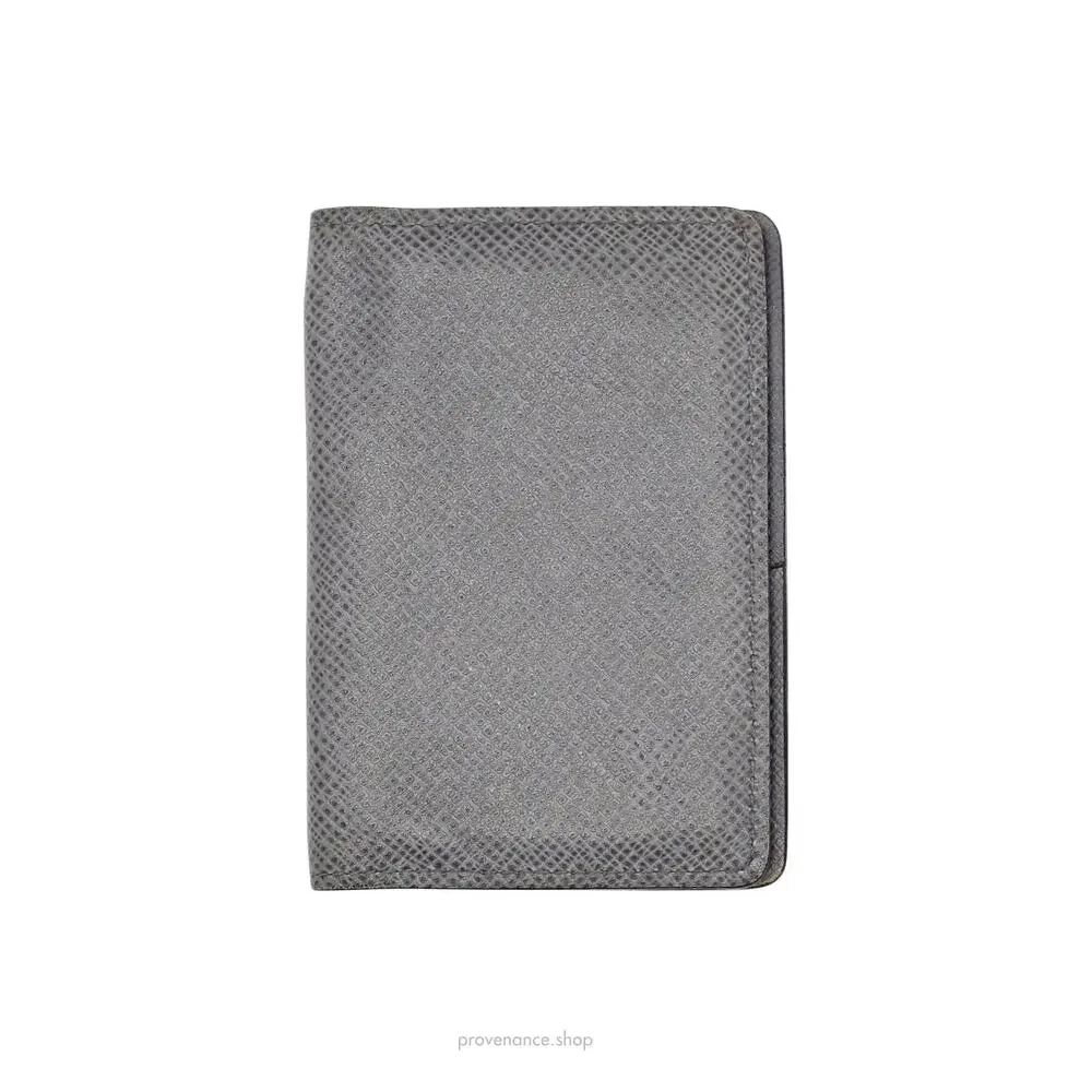 🔴 Louis Vuitton Pocket Organizer Card Holder Wallet - Taiga Glacier